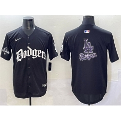 Men Los Angeles Dodgers Team Big Logo Black 2025 LA Gothic Style With 2024 World Series Champions Patch Vapor Premier Limited Stitched Baseball Jersey