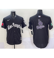 Men Los Angeles Dodgers Team Big Logo Black Mexico 2025 LA Gothic Style With Fernando Patch Vapor Premier Limited Stitched Baseball Jersey 002 Men Los Angeles Dodgers Team Big Logo Black Mexico 2025 LA Gothic Style With Fernando Patch Vapor Premier Limited Stitched Baseball Jersey 002