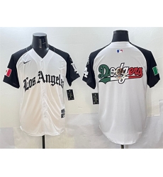 Men Los Angeles Dodgers Team Big Logo White Black Mexico 2025 LA Gothic Style With Fernando Patch Vapor Premier Limited Stitched Baseball Jersey Men Los Angeles Dodgers Team Big Logo White Black Mexico 2025 LA Gothic Style With Fernando Patch Vapor Premier Limited Stitched Baseball Jersey