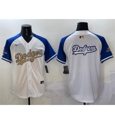 Men Los Angeles Dodgers Team Big Logo White Royal Gold 2024 World Series Champions Vapor Limited Stitched Baseball Jersey