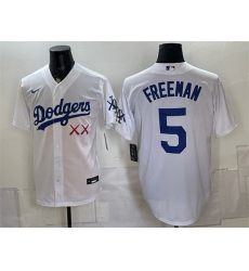 Men Los Angeles Dodgers x KAWS  5 Freddie Freeman White Vapor Premier Limited Stitched Baseball Jersey