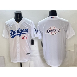 Men Los Angeles Dodgers x KAWS Team Big Logo White Vapor Premier Limited Stitched Baseball Jersey