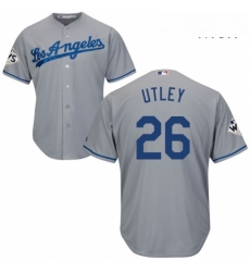 Mens Majestic Los Angeles Dodgers 26 Chase Utley Replica Grey Road 2017 World Series Bound Cool Base MLB Jersey Mens Majestic Los Angeles Dodgers 26 Chase Utley Replica Grey Road 2017 World Series Bound Cool Base MLB Jersey