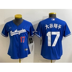 Women Los Angeles Dodgers  17 Shohei Ohtani Royal Alternate Stadium Stitched Baseball Jersey