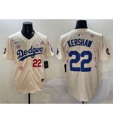 Women Los Angeles Dodgers 22 Clayton Kershaw Cream 2025 Tokyo Series Limited Stitched Baseball Jersey