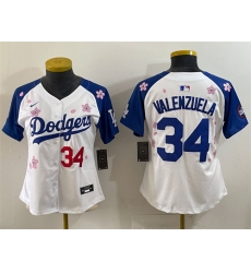 Women Los Angeles Dodgers 34 Fernando Valenzuela White Royal 2025 Tokyo Series Limited Stitched Baseball Jersey Women Los Angeles Dodgers 34 Fernando Valenzuela White Royal 2025 Tokyo Series Limited Stitched Baseball Jersey