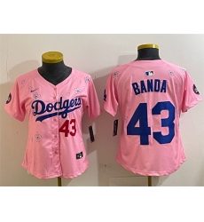 Women Los Angeles Dodgers 43 Anthony Banda Pink 2025 Tokyo Series Limited Stitched Baseball Jersey
