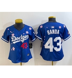 Women Los Angeles Dodgers 43 Anthony Banda Royal 2025 Tokyo Series Limited Stitched Baseball Jersey