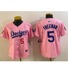 Women Los Angeles Dodgers 5 Freddie Freeman Pink 2025 Tokyo Series Limited Stitched Baseball Jersey Women Los Angeles Dodgers 5 Freddie Freeman Pink 2025 Tokyo Series Limited Stitched Baseball Jersey