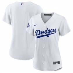 Women Los Angeles Dodgers Blank White 2025 World Series Champions Home Cool Base Stitched Baseball Jersey  2