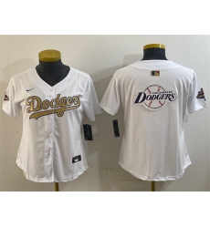 Women Los Angeles Dodgers Team Big Logo White 2025 Gold Collection Limited Stitched Baseball Jersey 001 Women Los Angeles Dodgers Team Big Logo White 2025 Gold Collection Limited Stitched Baseball Jersey 001