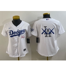 Women Los Angeles Dodgers Team Big Logo White Vapor Premier Limited Stitched Baseball Jersey