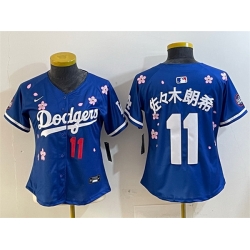 Youth Los Angeles Dodgers 11  Roki Sasaki Royal 2025 Tokyo Series Limited Stitched Baseball Jersey