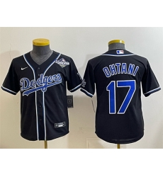 Youth Los Angeles Dodgers 17 Shohei Ohtani Black Fashion 2025 World Series Cool Base Stitched Baseball Jersey