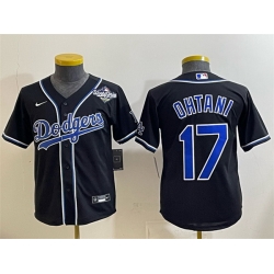 Youth Los Angeles Dodgers 17 Shohei Ohtani Black Fashion 2025 World Series Cool Base Stitched Baseball Jersey