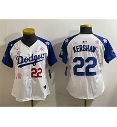 Youth Los Angeles Dodgers 22 Clayton Kershaw White Royal 2025 Tokyo Series Limited Stitched Baseball Jersey Youth Los Angeles Dodgers 22 Clayton Kershaw White Royal 2025 Tokyo Series Limited Stitched Baseball Jersey