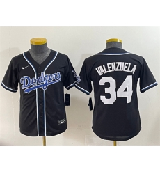 Youth Los Angeles Dodgers 34 Fernando Valenzuela Black Stitched Baseball Jersey