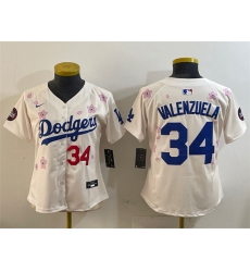 Youth Los Angeles Dodgers 34 Fernando Valenzuela Cream 2025 Tokyo Series Limited Stitched Baseball Jersey