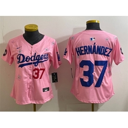 Youth Los Angeles Dodgers 37 Teoscar Hernandez Pink 2025 Tokyo Series Limited Stitched Baseball Jersey