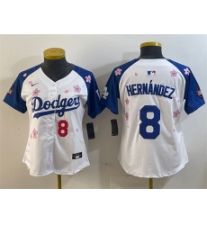 Youth Los Angeles Dodgers 8 Enrique Hernandez White Royal 2025 Tokyo Series Limited Stitched Baseball Jersey