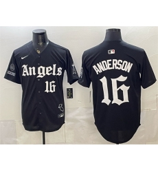 Men Los Angeles Angels  16 Garret Anderson Black  Gothic Halo Edition  Vapor Limited Stitched Baseball Jersey