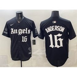 Men Los Angeles Angels  16 Garret Anderson Black  Gothic Halo Edition  Vapor Limited Stitched Baseball Jersey