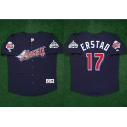 Men Los Angeles Angels 17 Darin Erstad Navy 2000 With 40th Patch Stitched Baseball Jersey