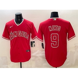 Men Los Angeles Angels  9 Zach Neto Red Stitched Baseball Jersey