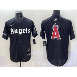 Men Los Angeles Angels Team Big Logo Black  27Gothic Halo Edition 27 Vapor Limited Stitched Baseball Jersey 1