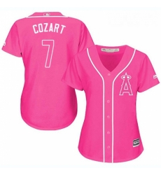 Womens Majestic Los Angeles Angels of Anaheim 7 Zack Cozart Authentic Pink Fashion MLB Jersey Womens Majestic Los Angeles Angels of Anaheim 7 Zack Cozart Authentic Pink Fashion MLB Jersey