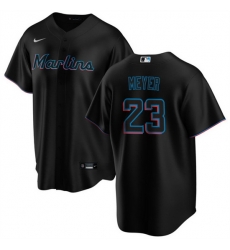 Men Miami Marlins 23 Max Meyer Black Cool Base Stitched Baseball Jersey