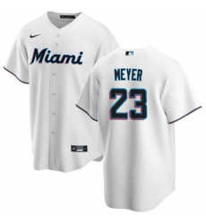 Men Miami Marlins 23 Max Meyer White Cool Base Stitched Baseball Jersey Men Miami Marlins 23 Max Meyer White Cool Base Stitched Baseball Jersey
