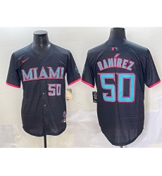 Men Miami Marlins 50 Agust EDn Ram EDrez Black 2025 City Connect Limited Stitched Baseball Jersey
