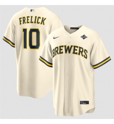 Men Milwaukee Brewers 10 Sal Frelick Cream 2026 World Series Cool Base Stitched Baseball Jersey Men Milwaukee Brewers 10 Sal Frelick Cream 2026 World Series Cool Base Stitched Baseball Jersey