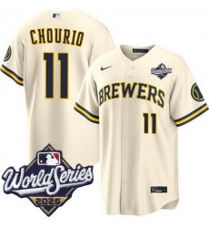 Men Milwaukee Brewers  11 Jackson Chourio Cream 2026 World Series Stitched Baseball Jersey