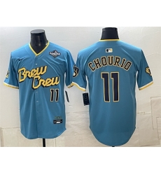 Men Milwaukee Brewers  11 Jackson Chourio Powder Blue 2026 World Series City Connect Limited Stitched Baseball Jersey