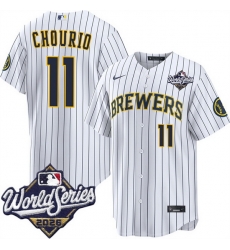 Men Milwaukee Brewers  11 Jackson Chourio White 2026 World SeriesStitched Baseball Jersey