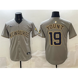 Men Milwaukee Brewers  19 Robin Yount Grey Home Limited Stitched Jersey