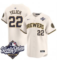 Men Milwaukee Brewers  22 Christian Yelich Cream 2026 World Series Limited Stitched Baseball Jersey