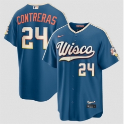 Men Milwaukee Brewers  24 William Contreras Mineral Blue 2026 City Connect Stadium Stitched Baseball Jersey