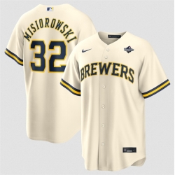 Men Milwaukee Brewers  32 Jacob Misiorowski Cream 2026 World Series Cool Base Stitched Baseball Jersey