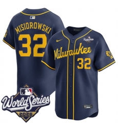 Men Milwaukee Brewers 32 Jacob Misiorowski Navy 2026 World Series Alternate Limited Stitched Baseball Jersey Men Milwaukee Brewers 32 Jacob Misiorowski Navy 2026 World Series Alternate Limited Stitched Baseball Jersey