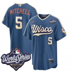 Men Milwaukee Brewers 5 Garrett Mitchell Nike 2026 World Series City Connect Stitched Baseball Jersey