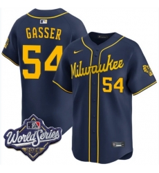 Men Milwaukee Brewers 54 robert gasser Navy 2026 World Series Stitched Baseball Jersey
