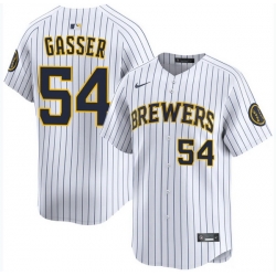 Men Milwaukee Brewers 54 robert gasser White Stitched Baseball Jersey