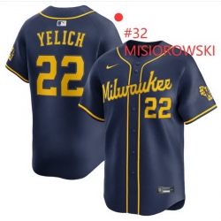 Men Milwaukee Brewers Brewers Misiorowski #32 Blue Color Stitched MLB jersey