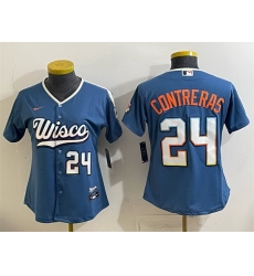 Women Milwaukee Brewers  24 William Contreras Mineral Blue 2026 City Connect Stadium Stitched Baseball Jersey
