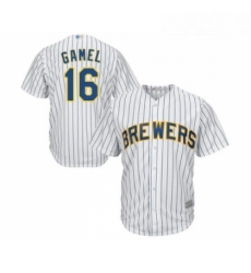 Youth Milwaukee Brewers 16 Ben Gamel Replica White Home Cool Base Baseball Jersey Youth Milwaukee Brewers 16 Ben Gamel Replica White Home Cool Base Baseball Jersey