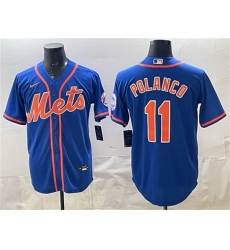 Men New York Mets 11 Jorge Polanco Blue Cool Base Stitched Baseball Jersey Men New York Mets 11 Jorge Polanco Blue Cool Base Stitched Baseball Jersey