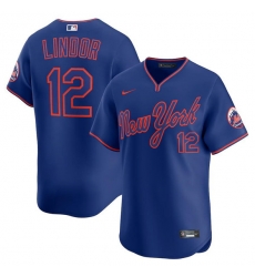 Men New York Mets 12 Francisco Lindor Royal 2025 Alternate Limited Stitched Baseball Jersey